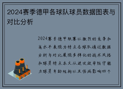 2024赛季德甲各球队球员数据图表与对比分析